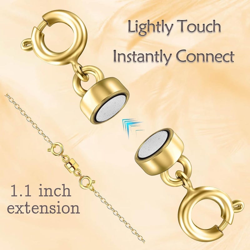 Qulltk Double Magnetic Necklace Clasps and Closures 14K Gold and Silver Bracelet Extender Jewelry Clasps Converters for DIY Jewelry Making - Image 4